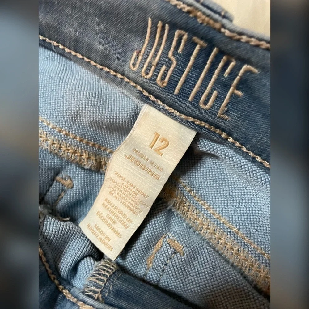 Girls Justice High Rise Jeggings Jeans 12 Distressed